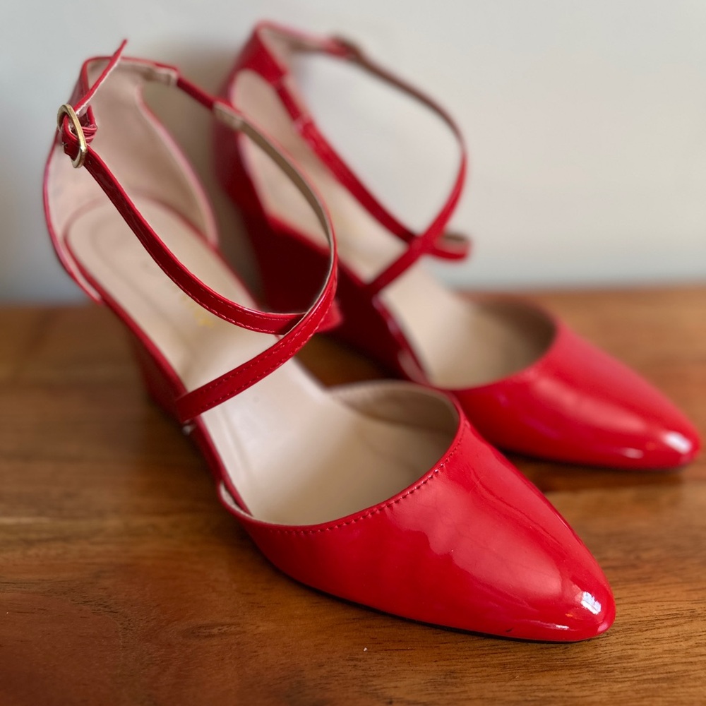 Red Patent Leather Strappy Heels